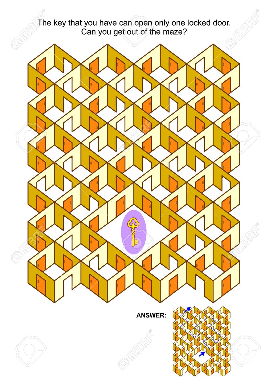 Maze Game With Magic Key Rooms And Doors The Key That You Have