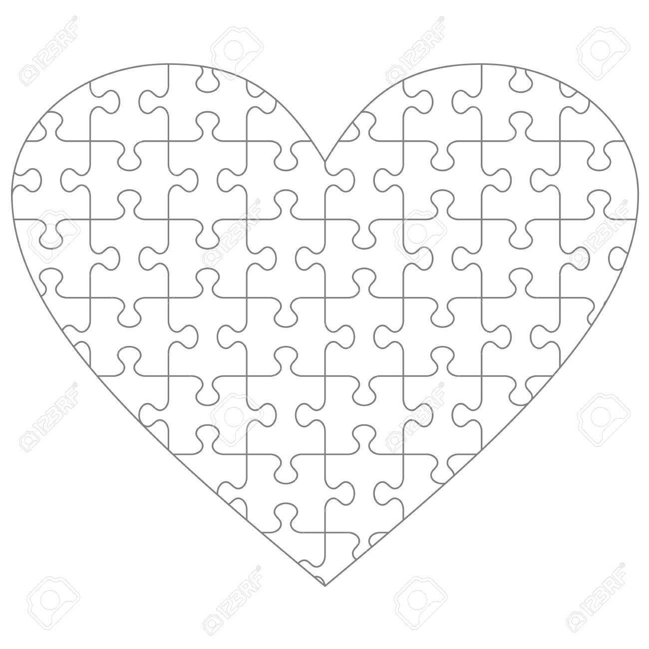heart shaped jigsaw puzzle blank template with classic style blank puzzle template