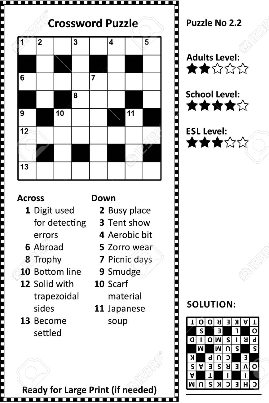 Crossword Puzzle. Grid, Clues And Solution. Classic, Quick ...