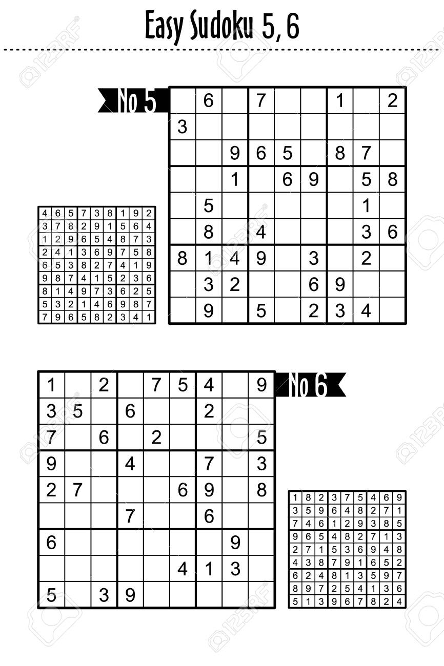 easy sudoku puzzles 5 6 suitable for kids beginners or just for relax answers included royalty free svg cliparts vectors and stock illustration image 134077073