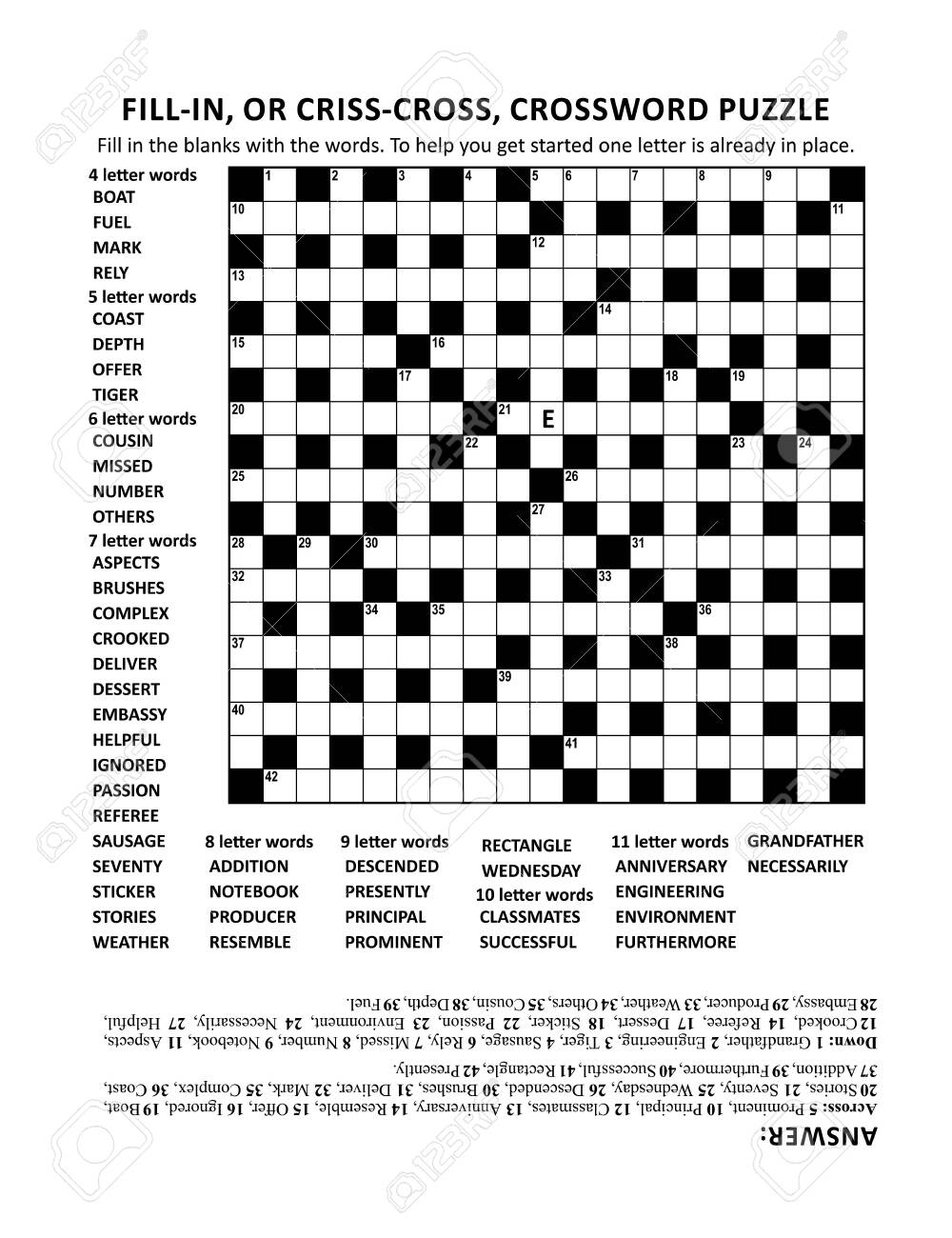 criss-coss (or fill-in, else kriss-kross) crossword puzzle game of