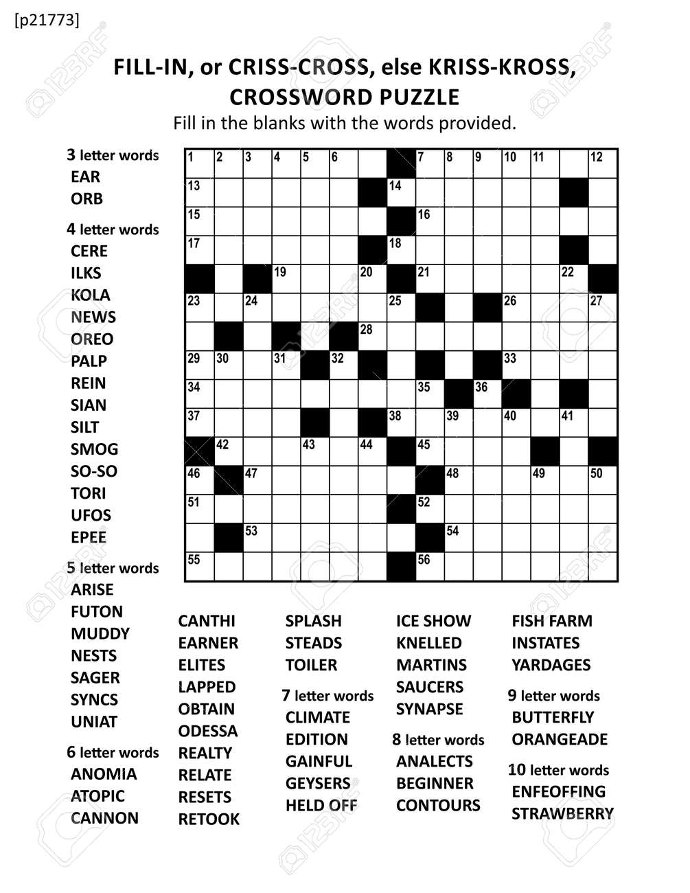 large print criss-coss (or fill-in, else kriss-kross) crossword