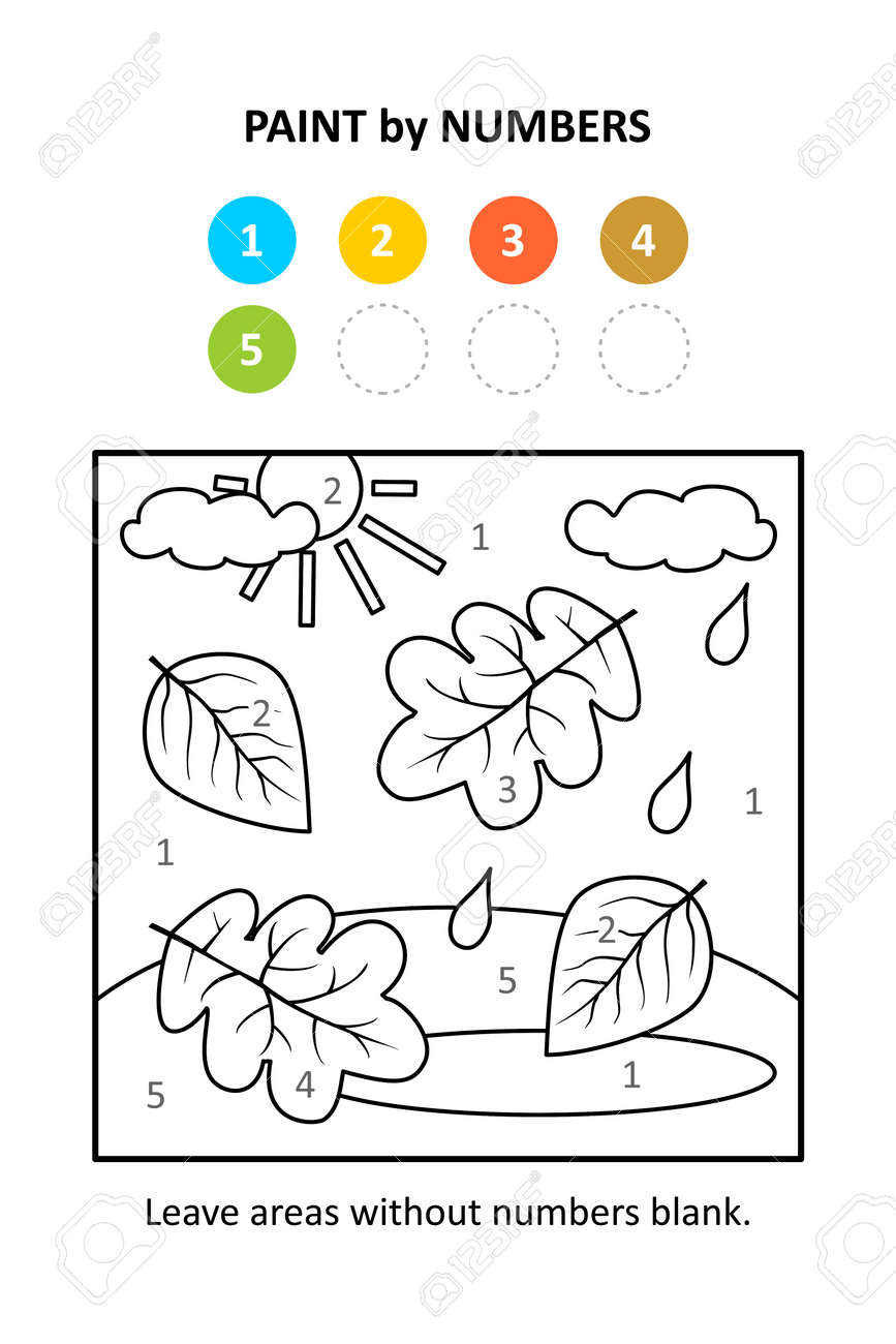 Colorear Por Números - Hoja de Otoño en la Lluvia