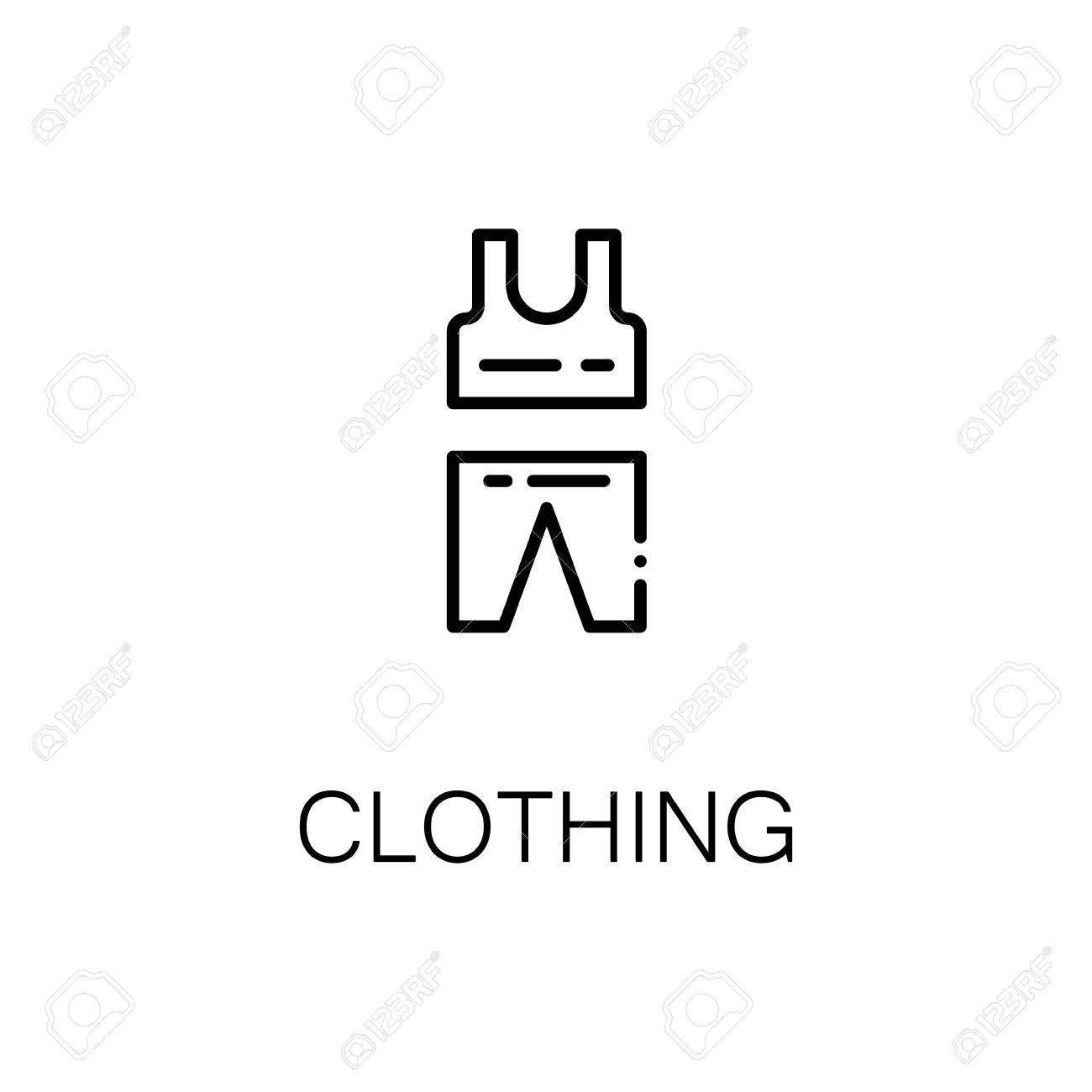 衣料品フラット アイコン 単一の Web デザインのための適性の高品質アウトライン記号またはデザインのロゴのためのユニフォームのモバイル アプリ 細い線標識 カード等を参照してください 服の概要ピクトグラム のイラスト素材 ベクタ Image