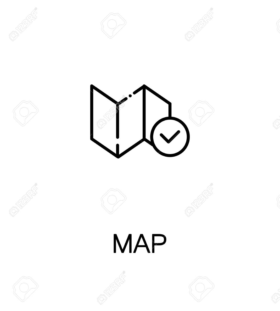 地図のアイコン Web デザインやモバイル アプリ細い線サイン デザインのロゴのための単一の高品質アウトライン記号 白の背景に黒のアウトライン ピクトグラムのイラスト素材 ベクタ Image