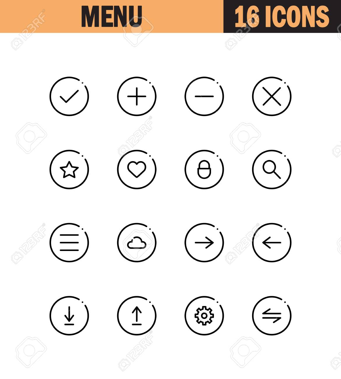 menu flat icon set collection of high quality outline symbols