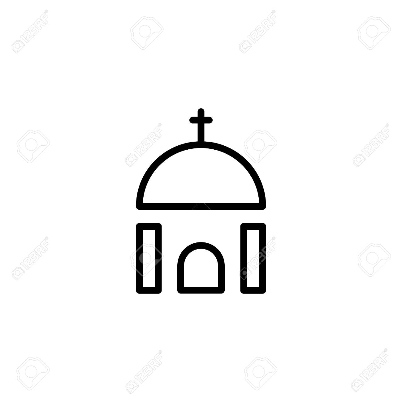 icono plano de la iglesia Único símbolo de esquema de alta calidad