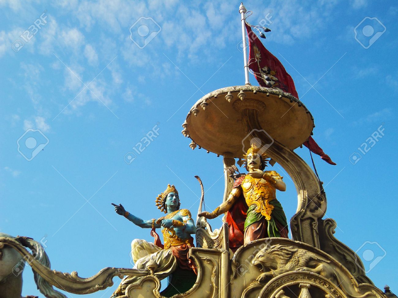 Lord Krishna Preaching Bhagavadgita To Arjuna At Battlefield In ...