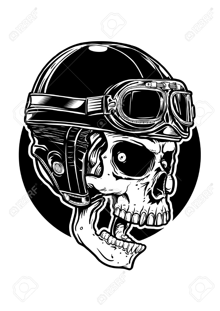 Casco Moto Cross Cráneo Vector Vector Dibujo A Mano, Vector Casco Moto Cross Cráneo Vector Vector Dibujo A Mano, Vector