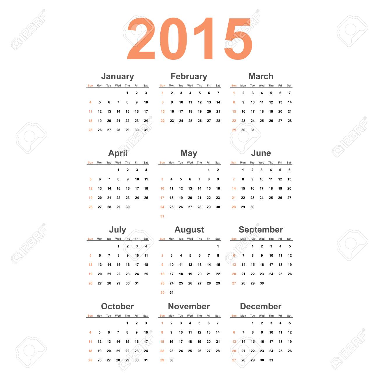 vector simple calendar 2015 year royalty free cliparts vectors simple calendar 2015