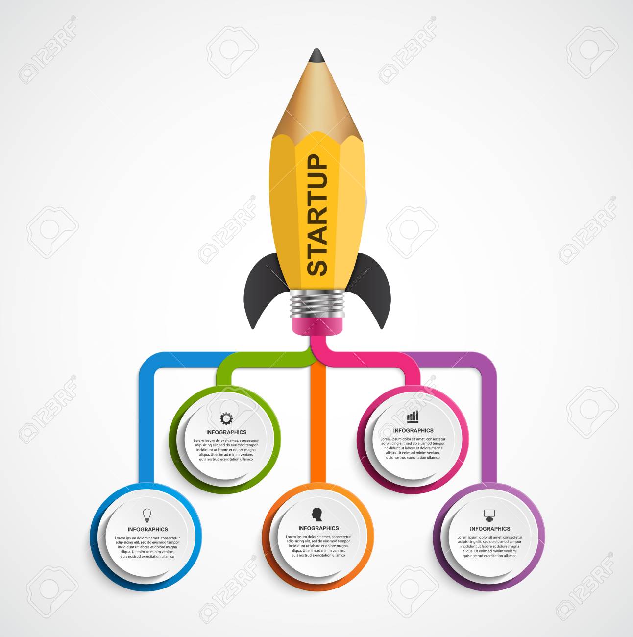 Plantilla De Diseno De Educacion Infografia Cohete De Un Lapiz Para Presentaciones Educativas Y Comerciales Y Folletos Ilustraciones Vectoriales Clip Art Vectorizado Libre De Derechos Image 64861167