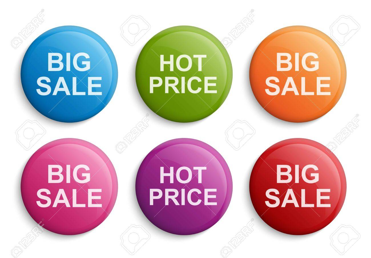 カラフルな丸ボタンやバッジ デザイン要素です 大セール 割引 ベクトルの図 のイラスト素材 ベクタ Image