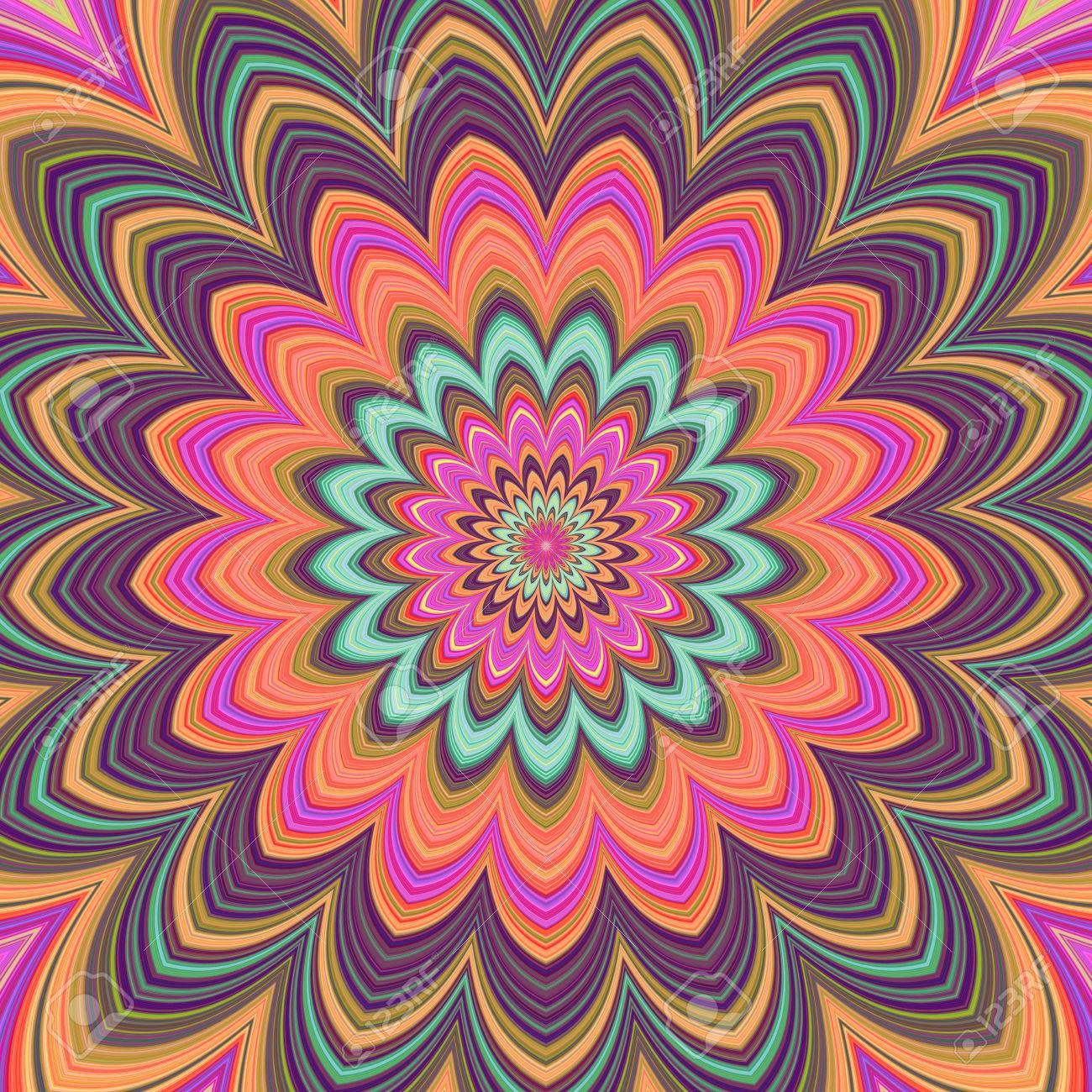 フルスクリーンは珍しい色で左右対称の花を生成 の写真素材 画像素材 Image