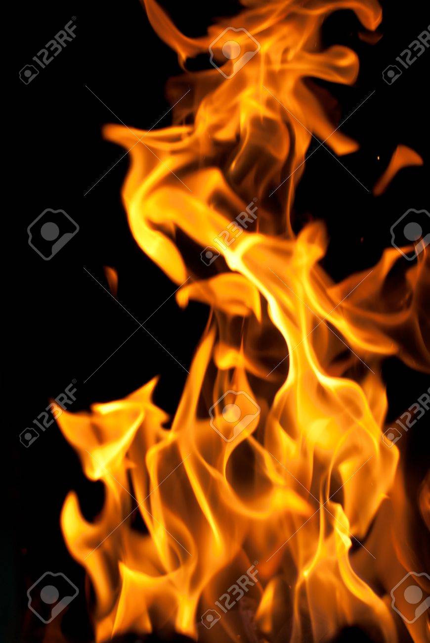 Flames From A Fire On A Black Background Picture Stock Photo Picture And Royalty Free Image Image