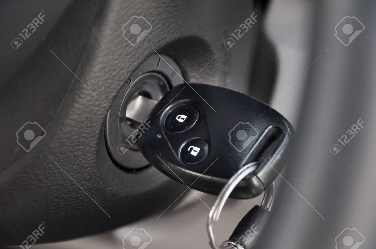 Car Key In The Keyhole, Starting The Car Stock Photo, Picture And Royalty  Free Image. Image 68348129.