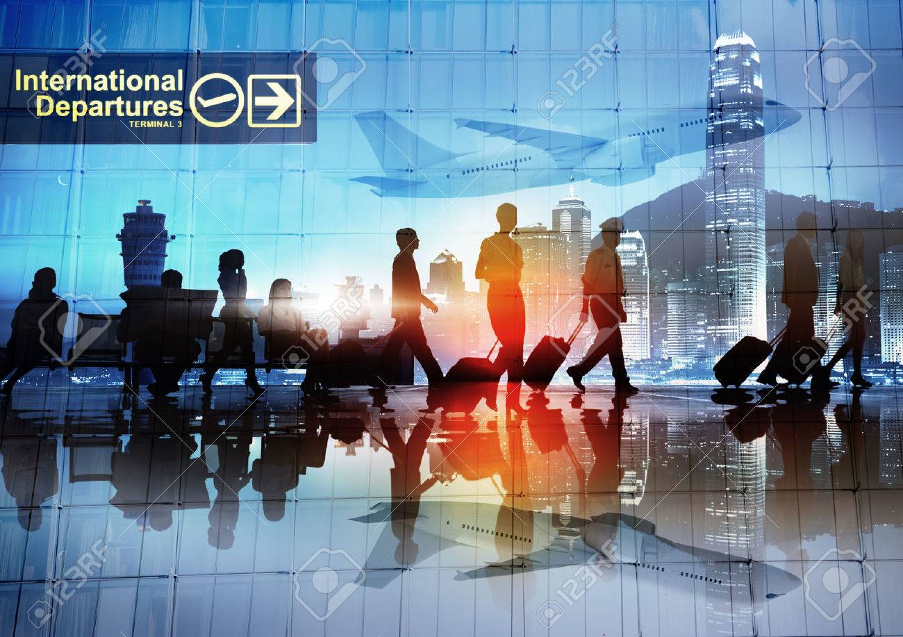 Silhouettes of Business People Walking in an Airport - 28862794 Silhouettes of Business People Walking in an Airport - 28862794