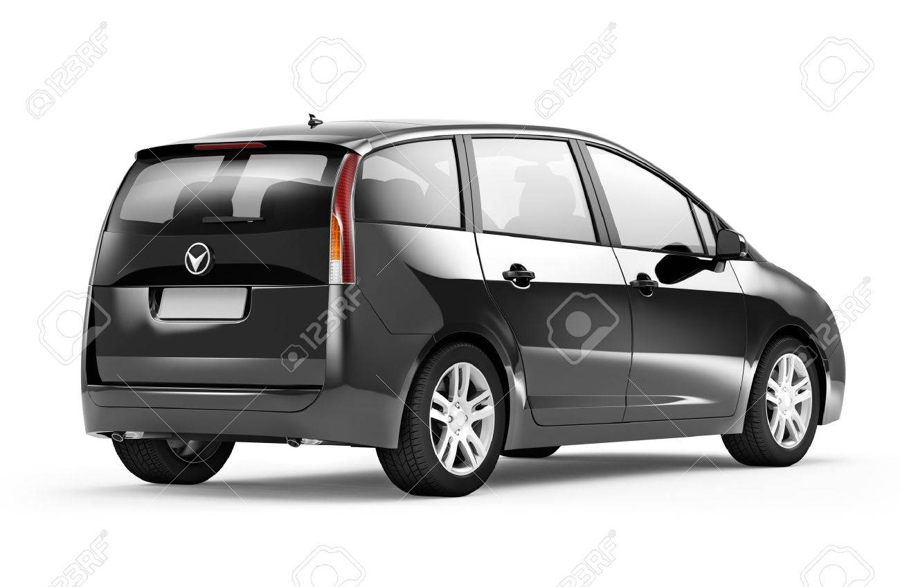 三次元黒セダン家族の車の背面図スタジオ撮影 の写真素材 画像素材 Image