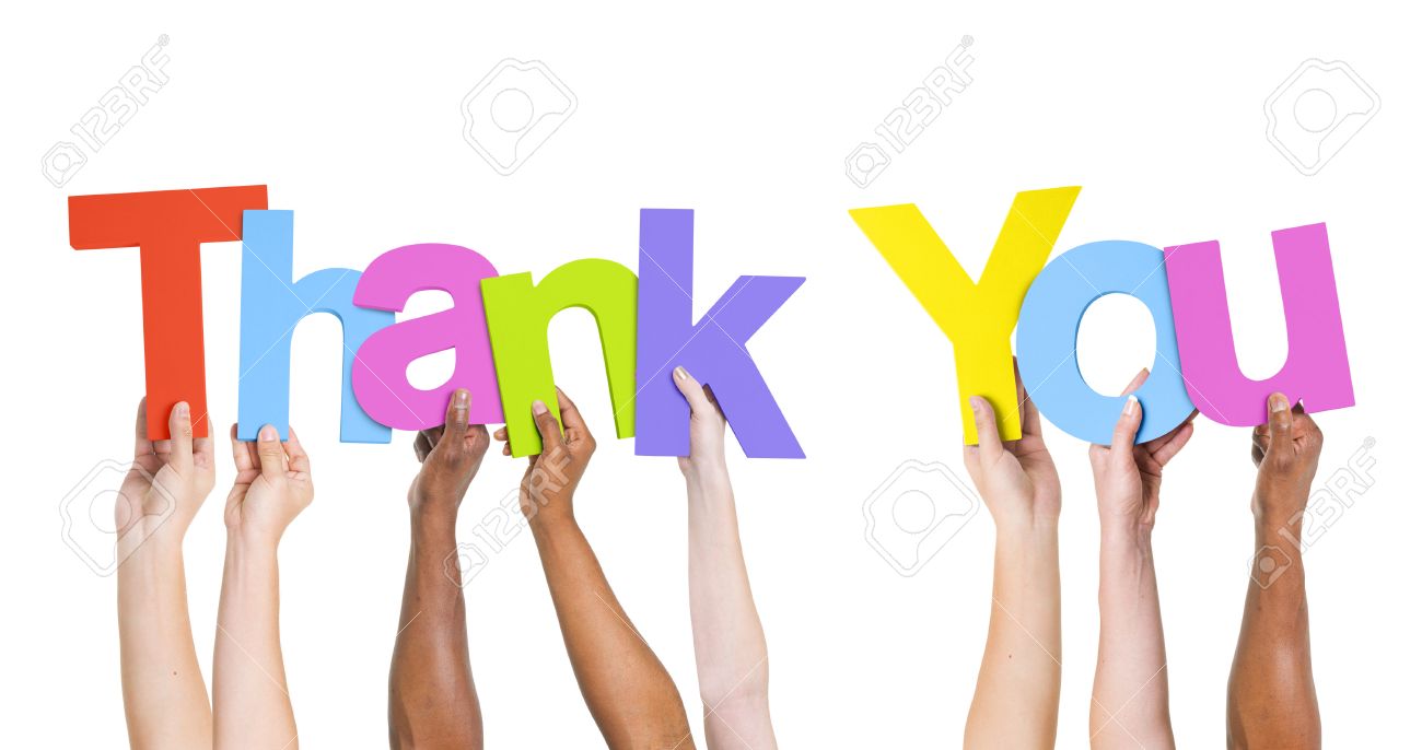 multi ethnic group of people holding the word thank you stock photo word thank you