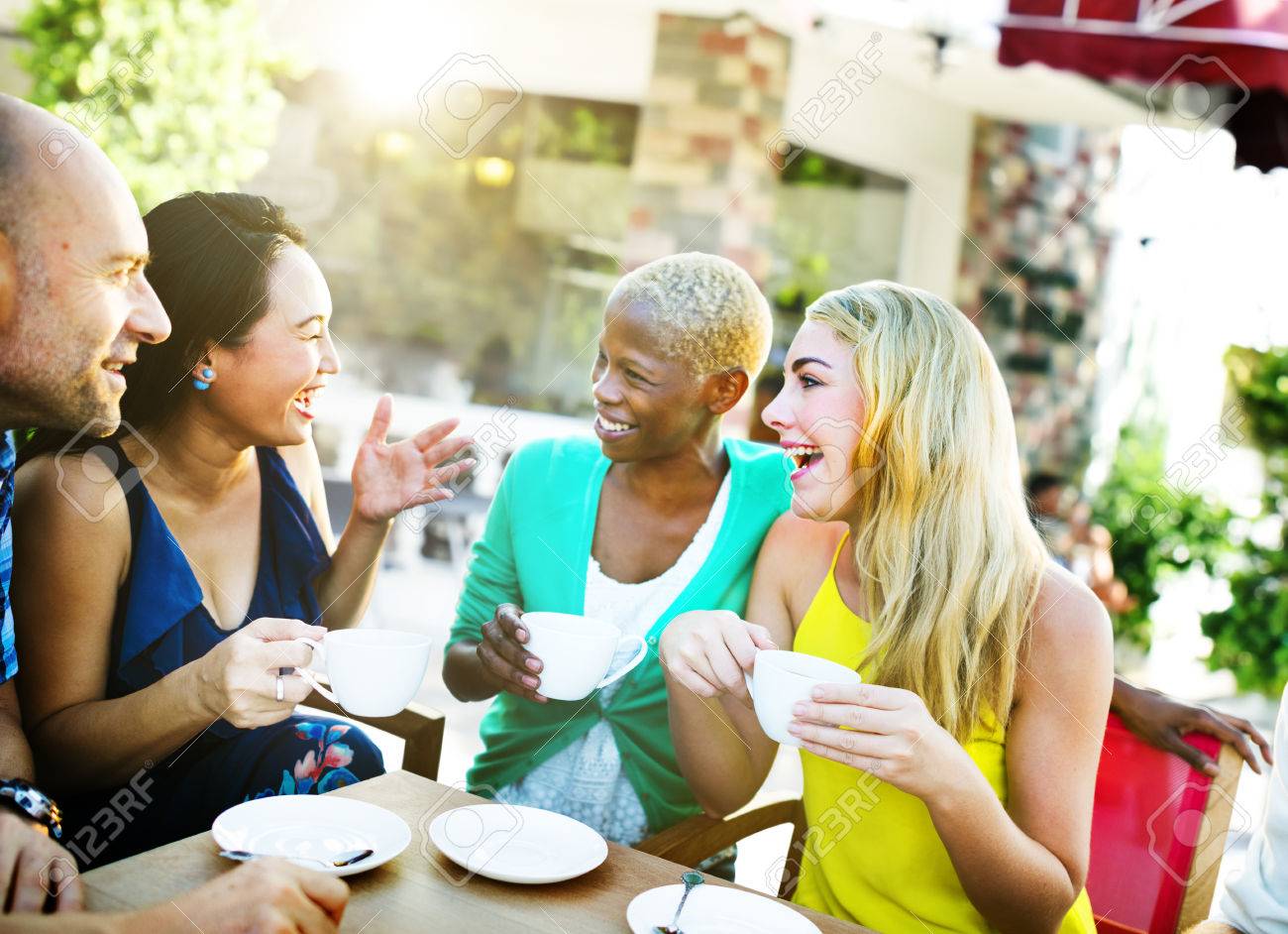 group friends chilling talking