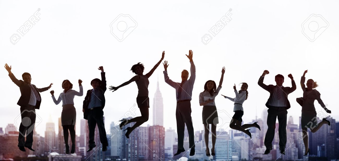 business people success excitement victory achievement concept stock