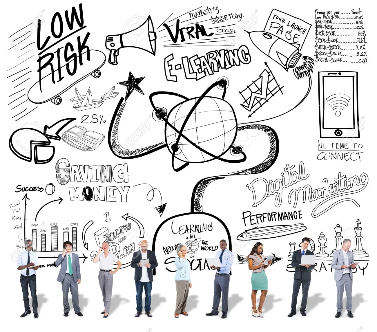 e learning education sketch drawing doodle concept stock photo