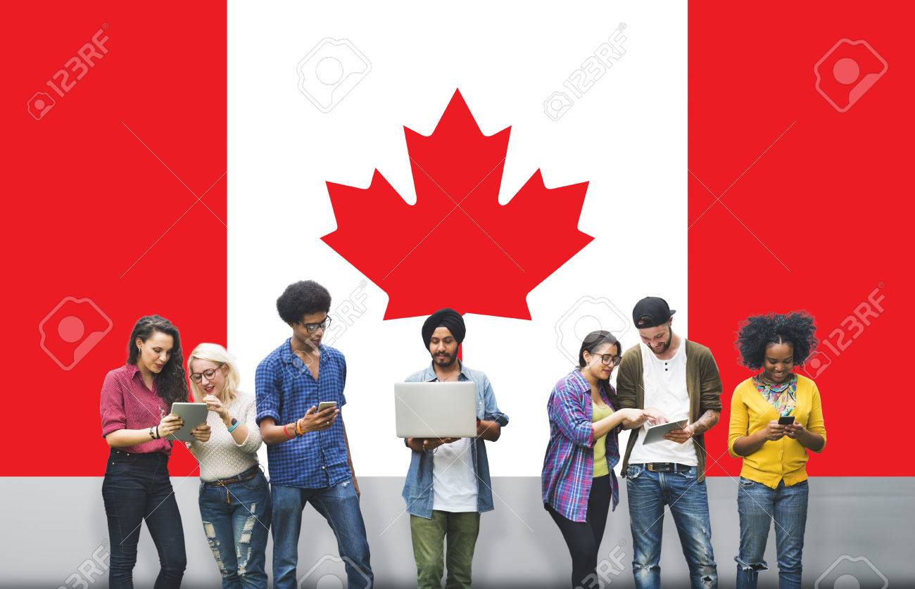 Canada National Flag Studying Diversity Students Concept - 52478399 Canada National Flag Studying Diversity Students Concept - 52478399