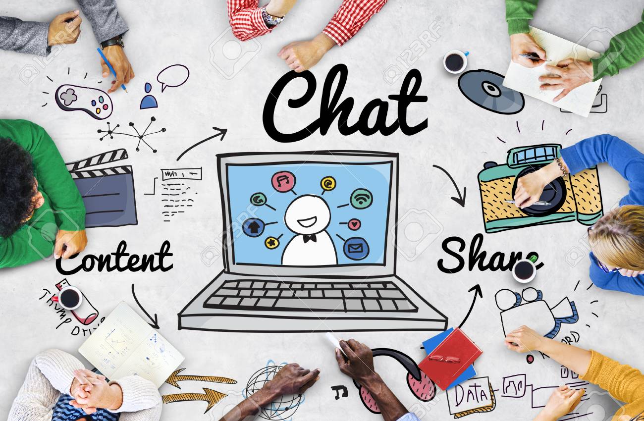 chat online communication technology social networking concept stock online communication