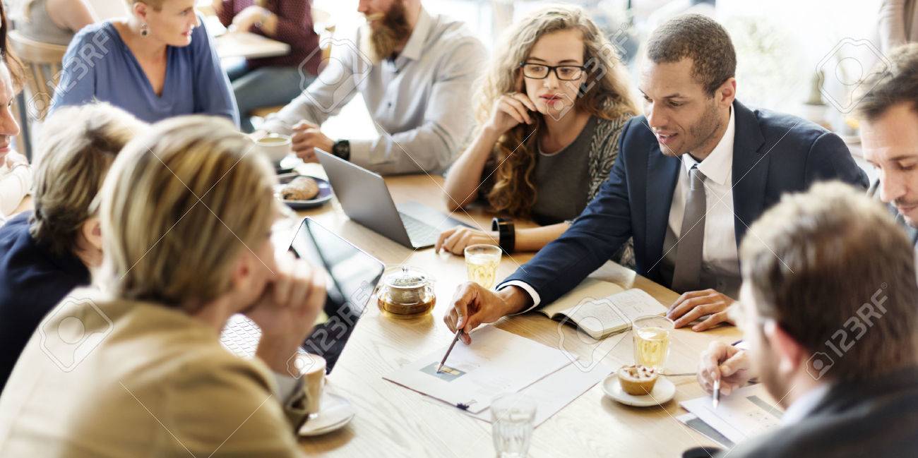 Business Team Meeting Strategy Marketing Cafe Concept - 54687327 Business Team Meeting Strategy Marketing Cafe Concept - 54687327