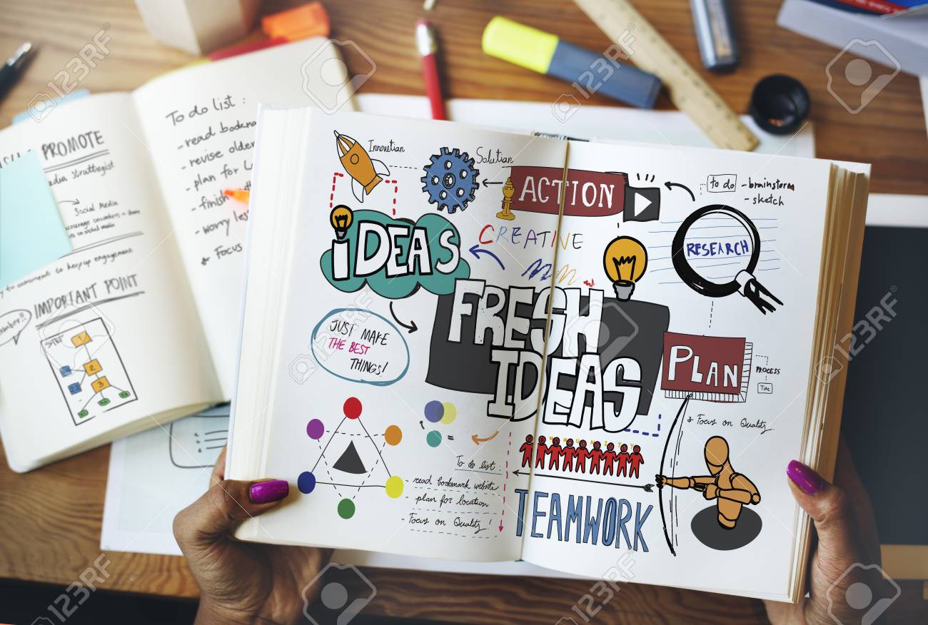 Fresh ideas drawing concept in a notebook