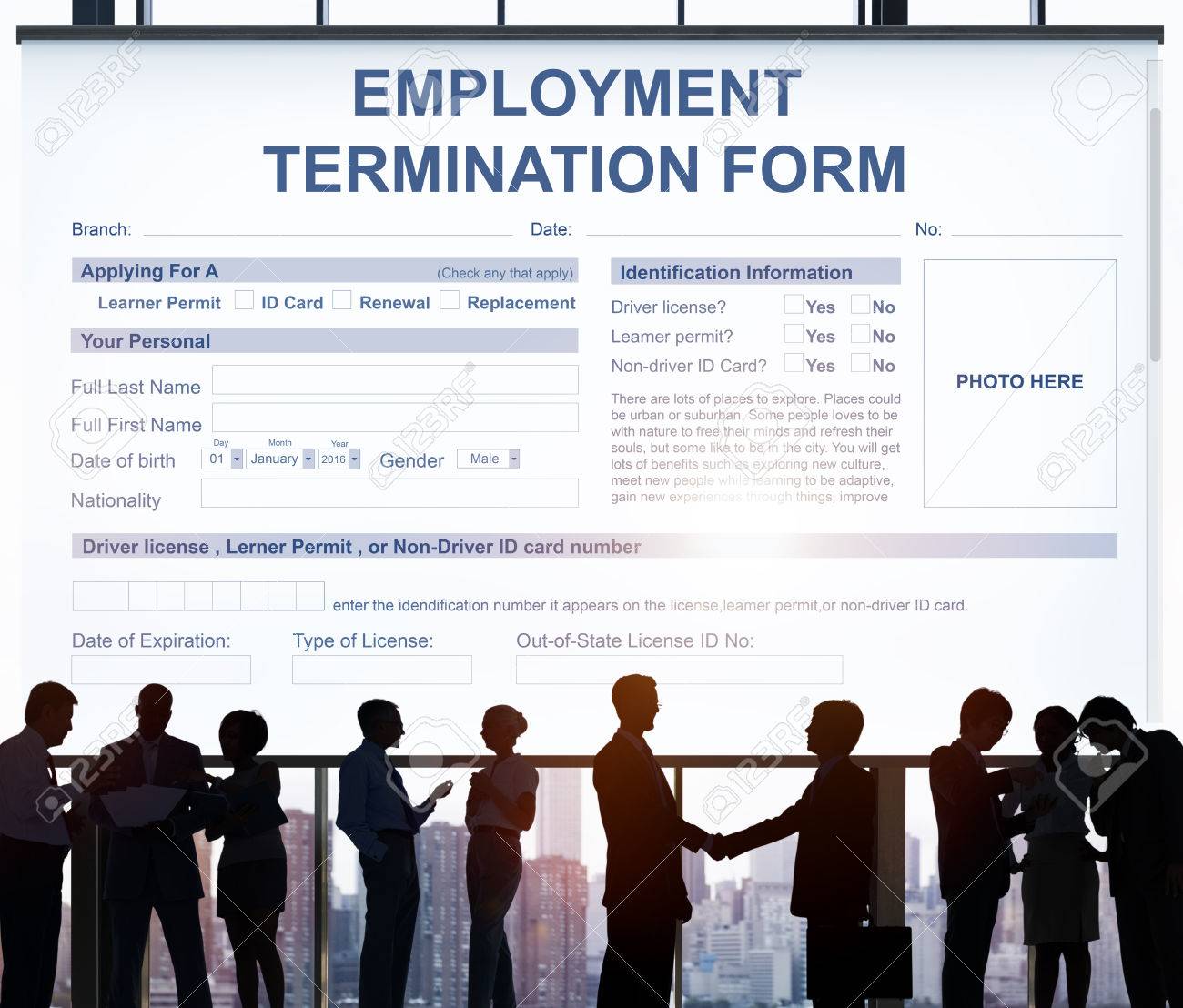 employment termination form contract concept stock photo picture job termination form