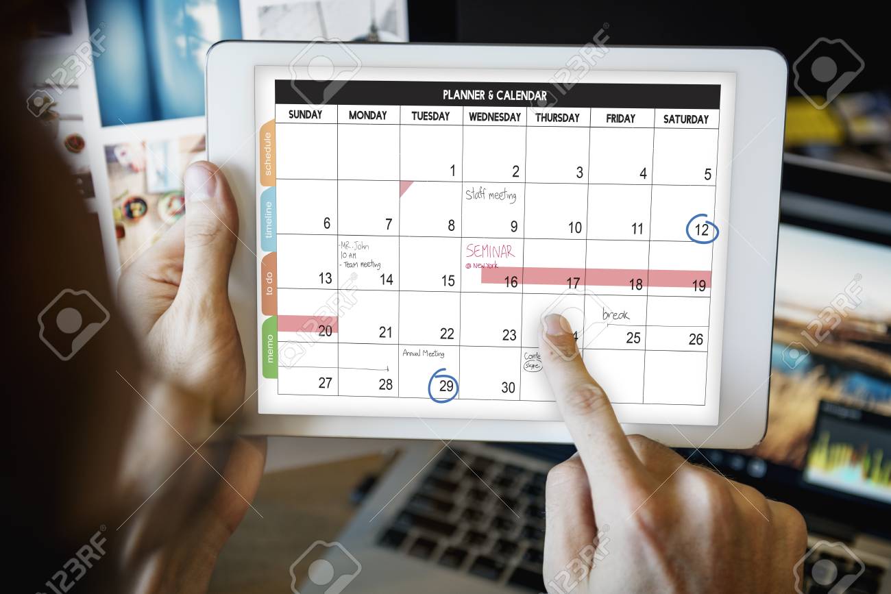 weekly planner schedule memo timeline concept stock photo picture