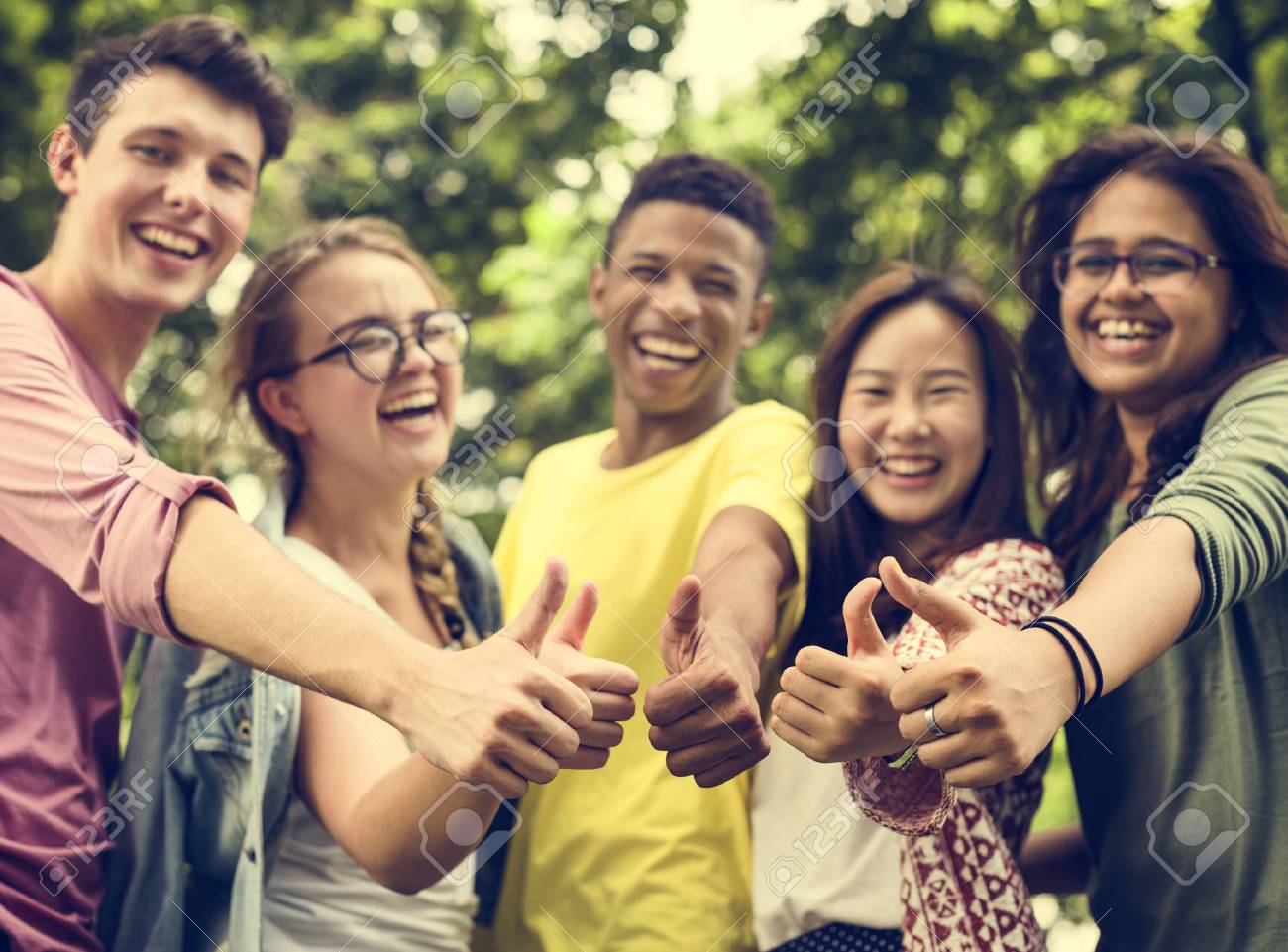 Diverse Group Young People Thumb Up Concept Stock Photo, Picture and  Royalty Free Image. Image 66511153.