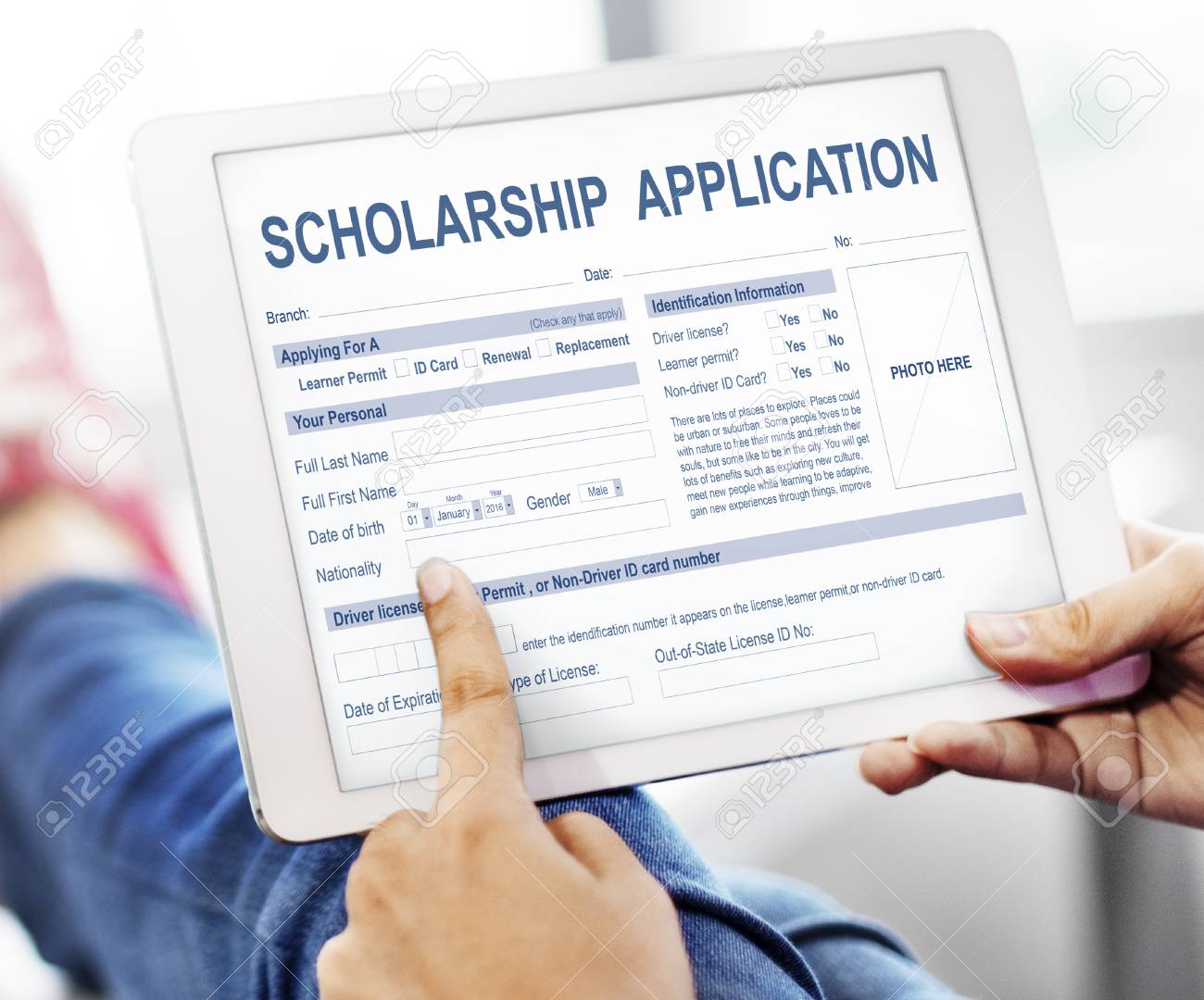 scholarship application form foundation concept stock photo picture