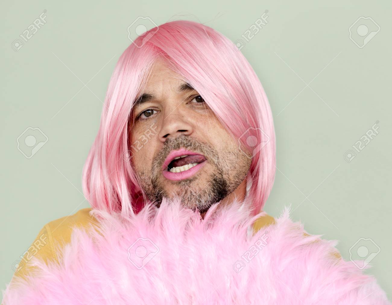 pink wig man