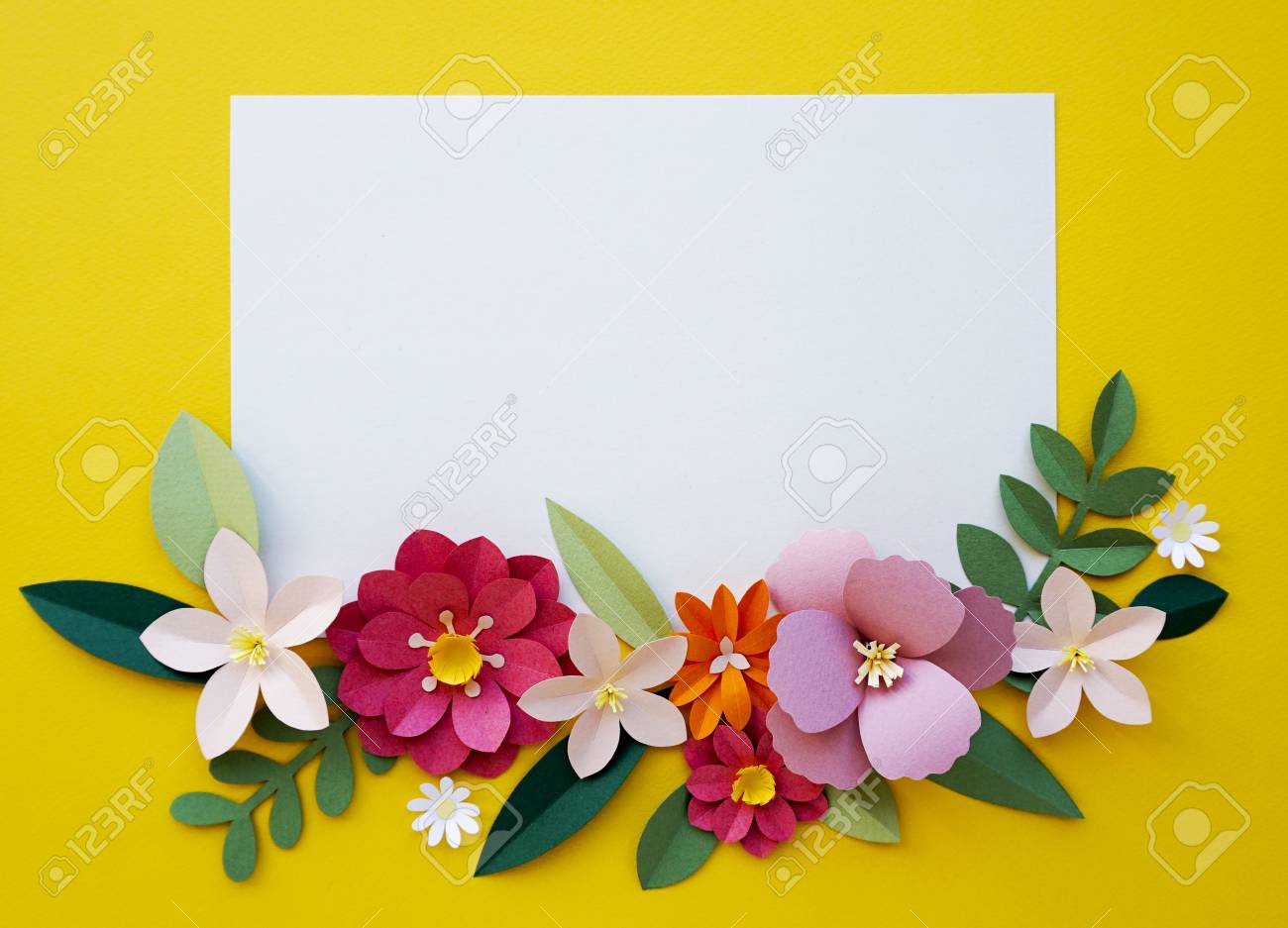 Flowers Handmade Papercraft Art Placard Copy Space Stock Photo Picture And Royalty Free Image Image