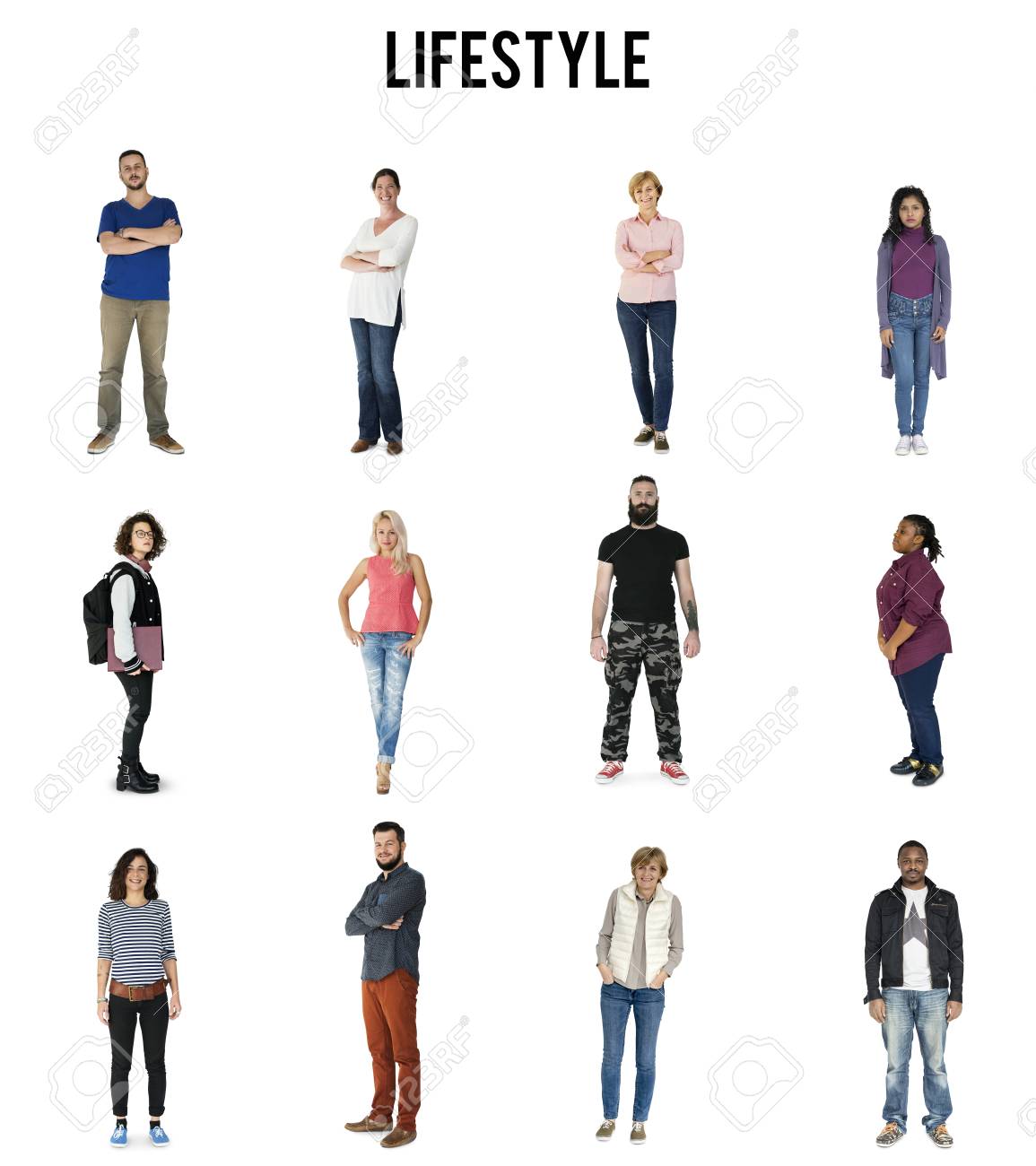 Varias Das Pessoas De Diversidade Conjunto De Corpo Inteiro Em Pe Com O Sorriso No Fundo Fotos Retratos Imagenes Y Fotografia De Archivo Libres De Derecho Image 82759150