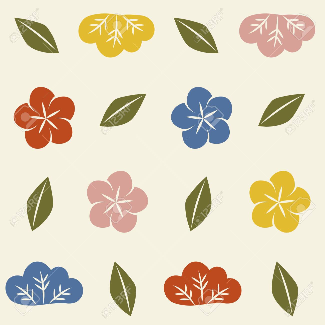 シームレスな和風花柄のベクトルのイラスト素材 ベクタ Image シームレスな和風花柄のベクトルのイラスト素材 ベクタ Image