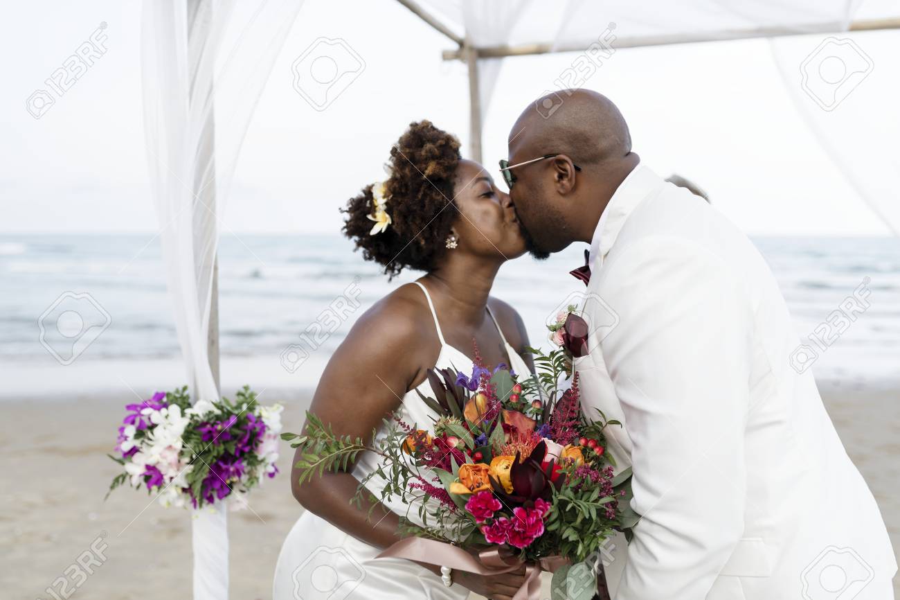 African American Couple S Wedding Day Stock Photo Picture And
