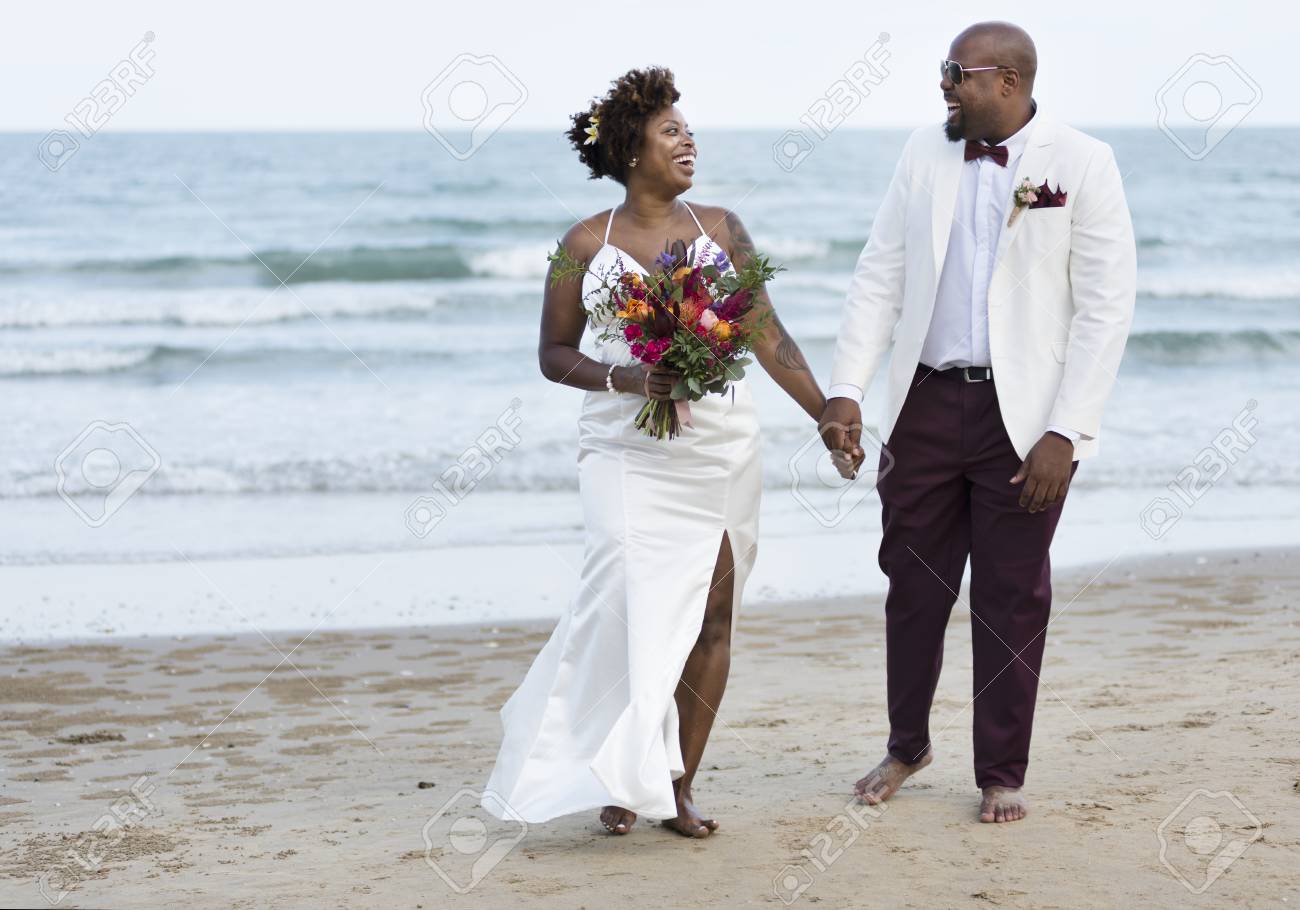 African American Couple S Wedding Day Stock Photo Picture And