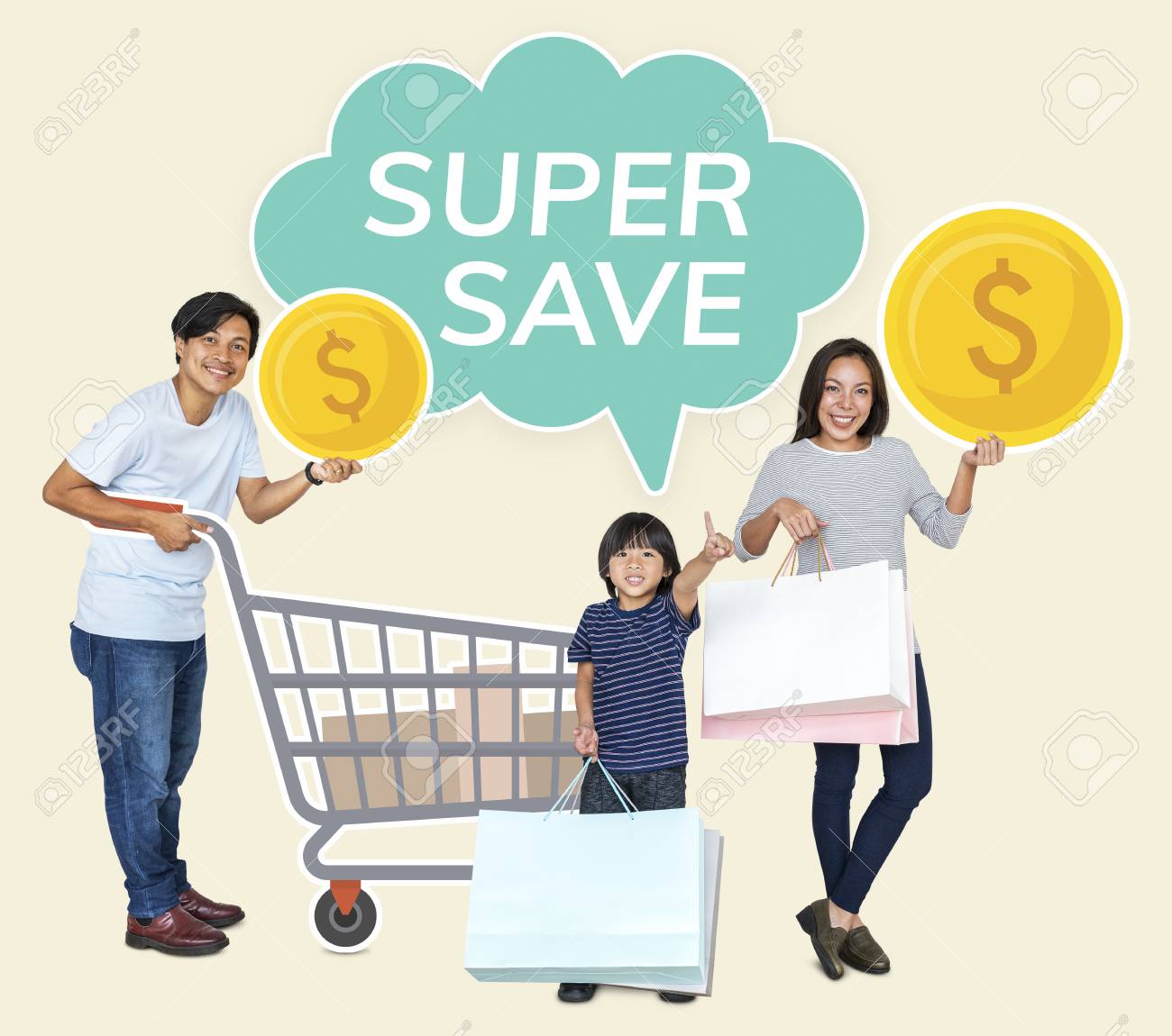 Family With A Super Saver Deal Stock Photo Picture And Royalty Free Image Image 111935756