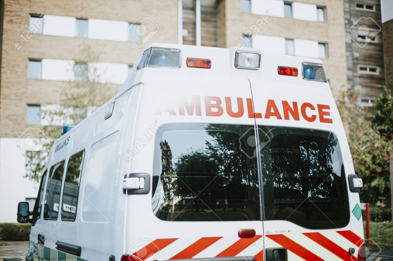British ambulance parked in a parking lot - 112595720 British ambulance parked in a parking lot - 112595720