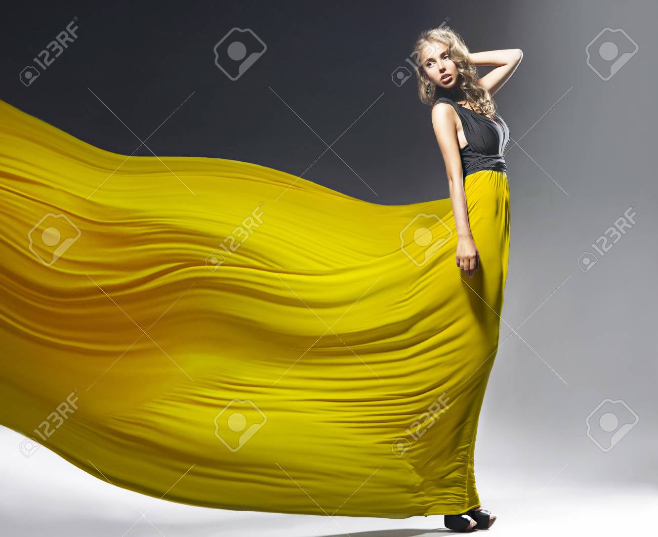 yellow flowing dress