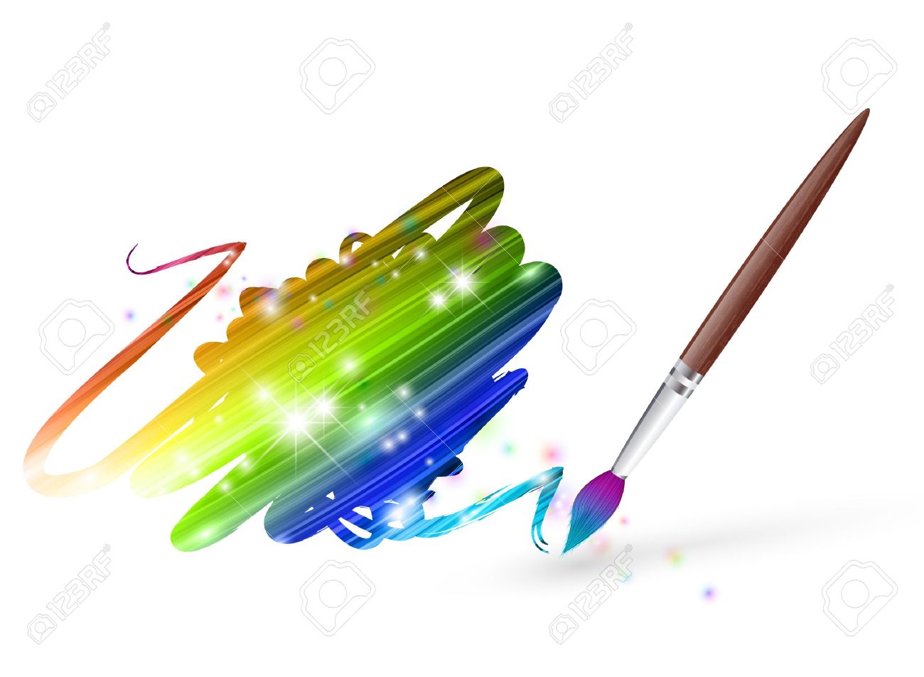 rainbow colours drawing with paintbrush over white - 10732117 rainbow colours drawing with paintbrush over white - 10732117
