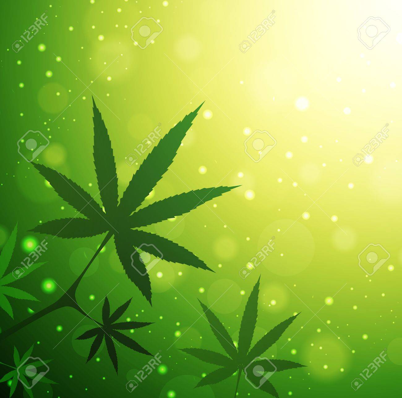 Cannabis Leaves Over Green Sunny Background, Copyspace - 19380460 Cannabis Leaves Over Green Sunny Background, Copyspace - 19380460