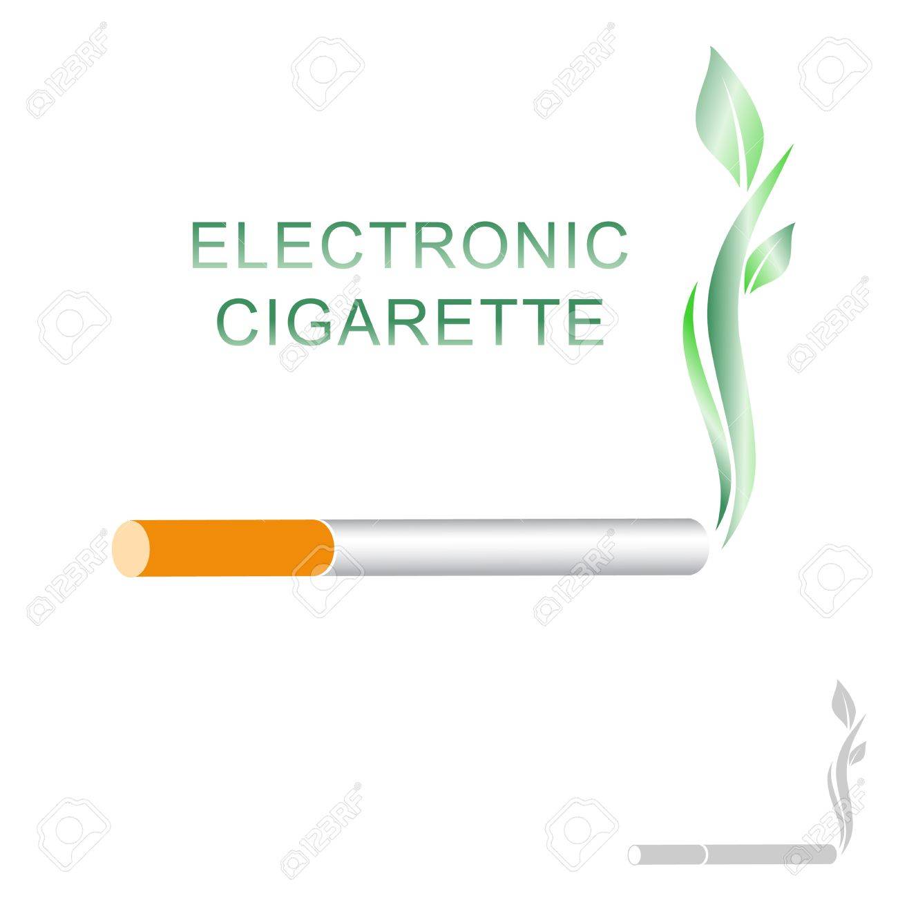 Electronic Cigarette Concept With Green Leaves Over White - 19751269 Electronic Cigarette Concept With Green Leaves Over White - 19751269