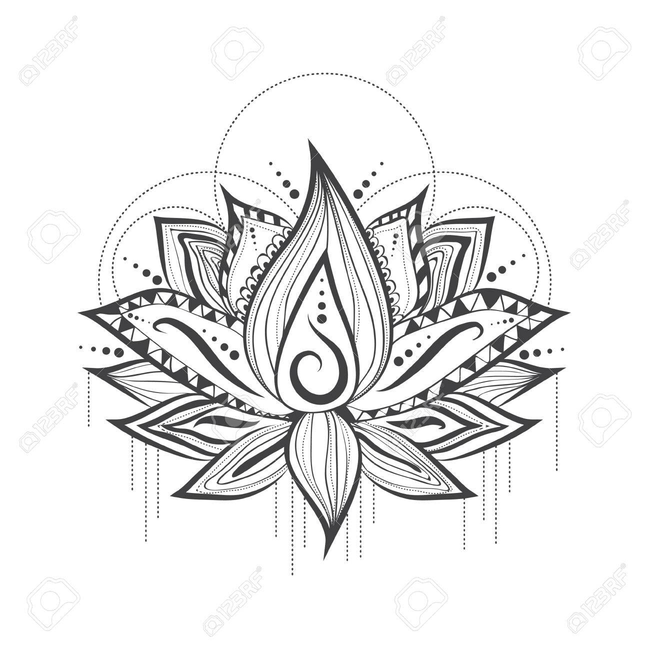Illustration De Résumé Tatouage Création De Logo De Lilly Fleur De Lotus