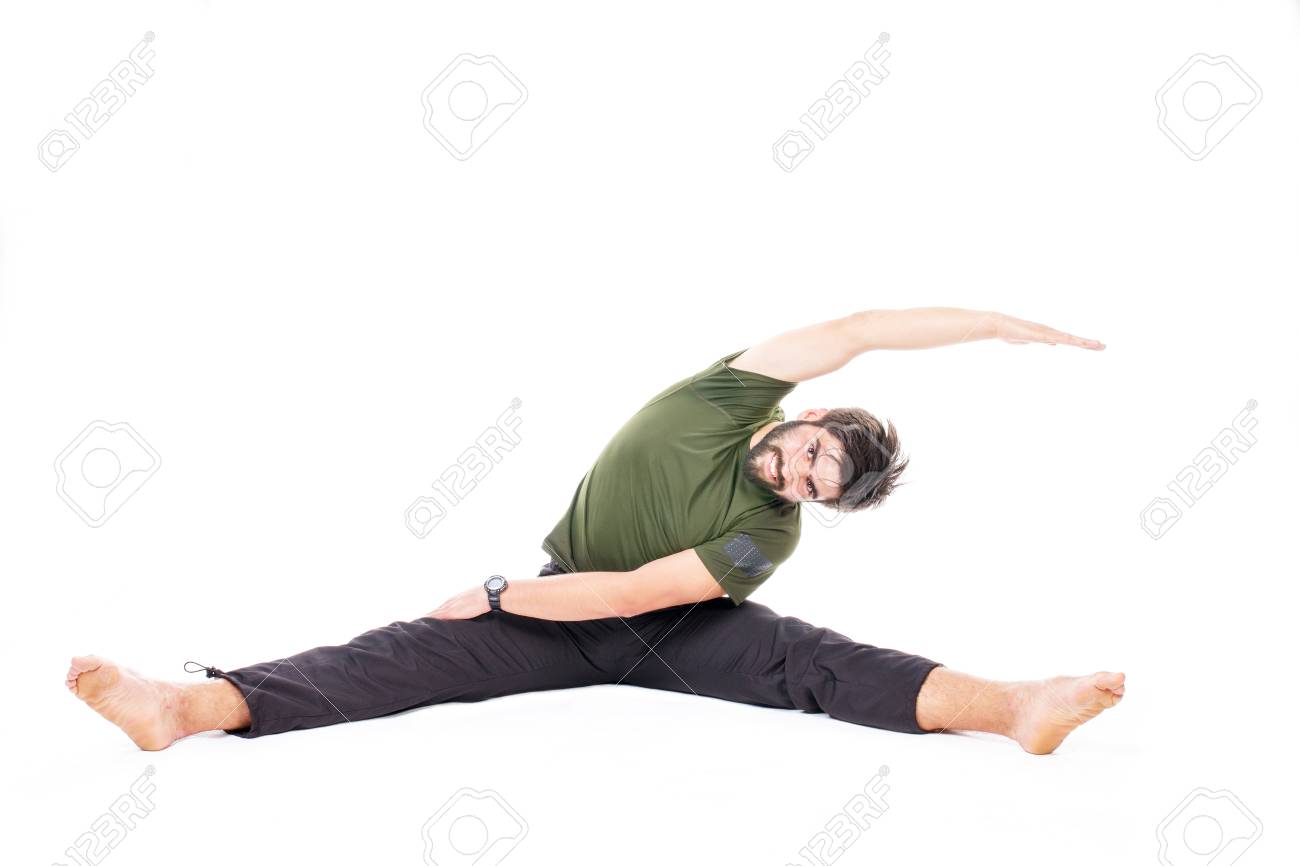 Image Of A Active Flexible Man Stretching Isolated On White Stock Photo Picture And Royalty Free Image Image 33855332