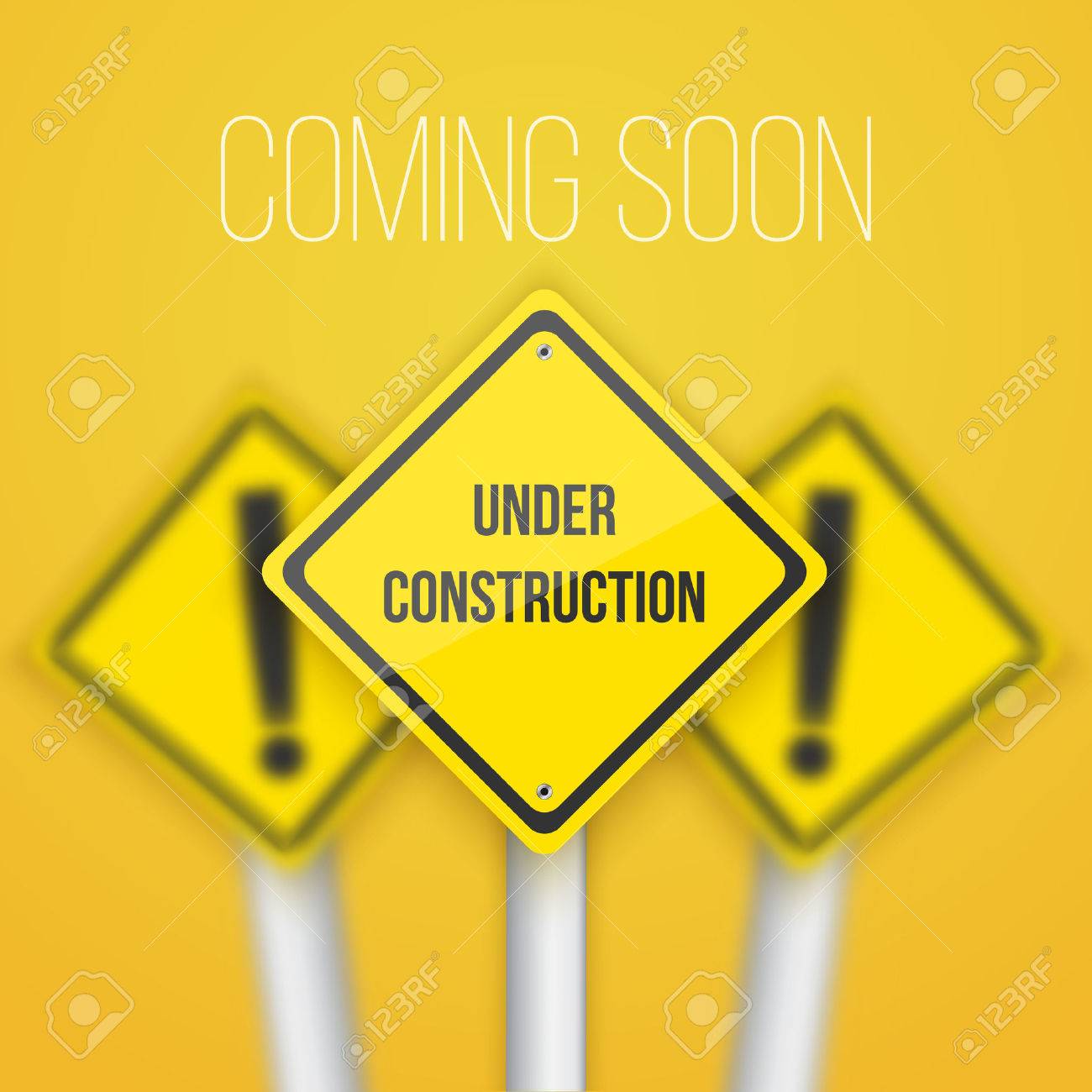 road sign with under construction text template royalty free