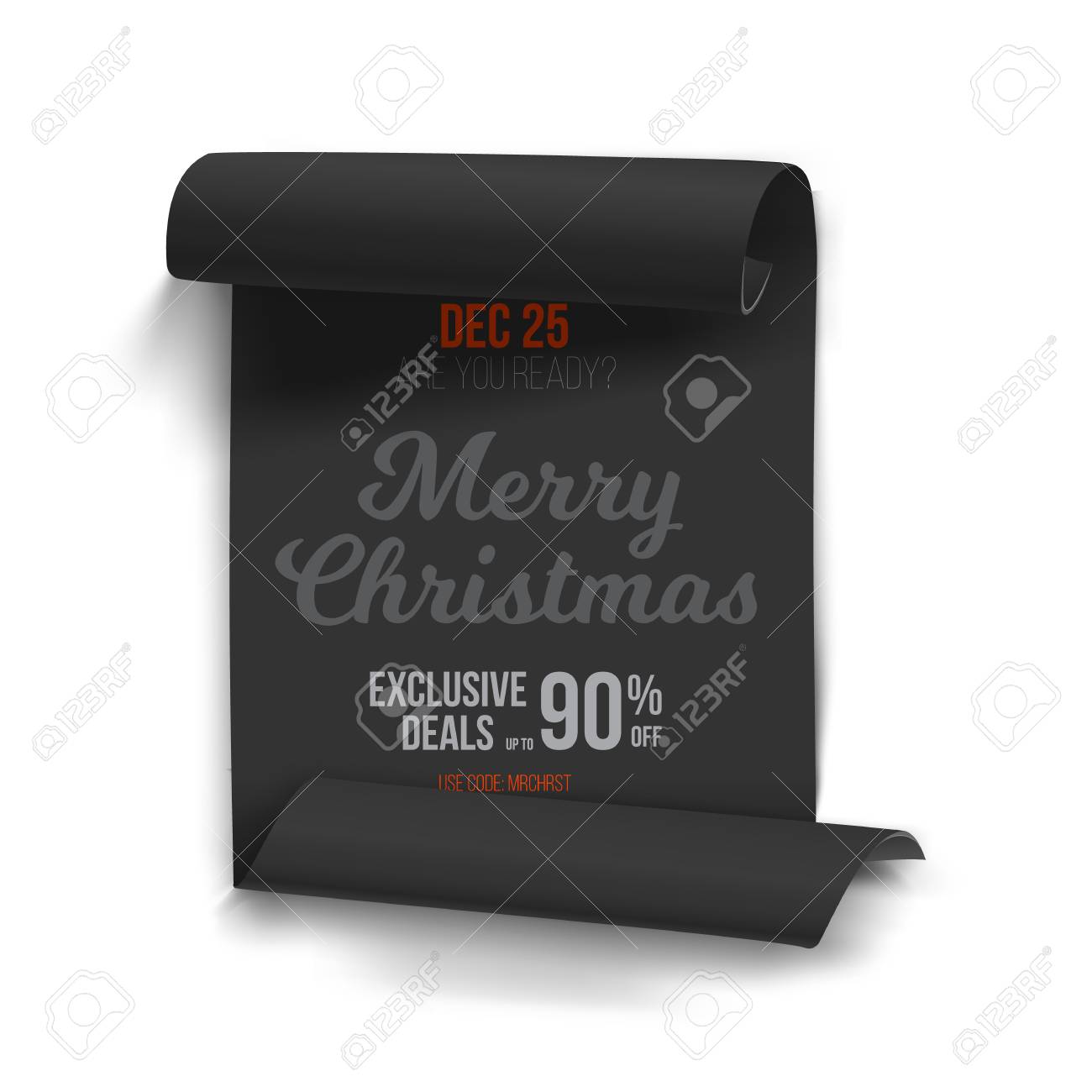 illustration of marry christmas scroll banner template isolated