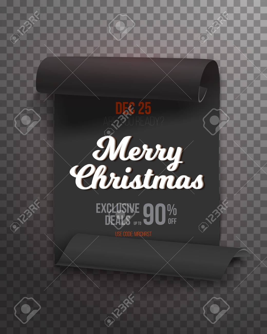illustration of realistic ribbon banner icon marry christmas